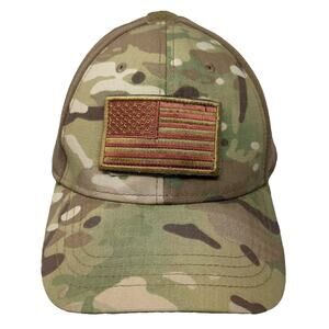 Condor Baseball Cap Green Brown XL Camo US Flag Patch Mesh Stretch Fitted Hat